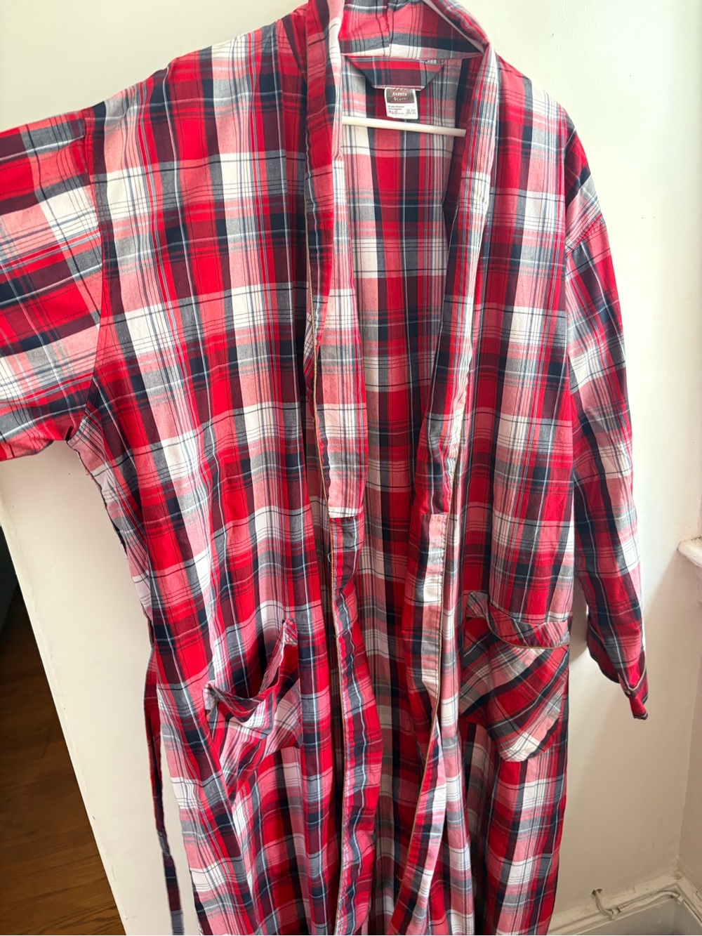 Red Plaid Men's Shirt Robe - Classic Cotton Flannel